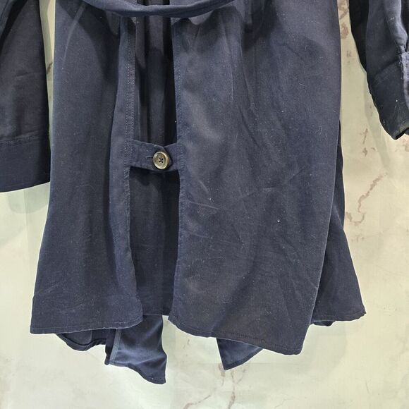 Skies Are Blue Jacket Womens XS Navy Safari Utility Chore Open Front Tencel - Picture 8 of 13